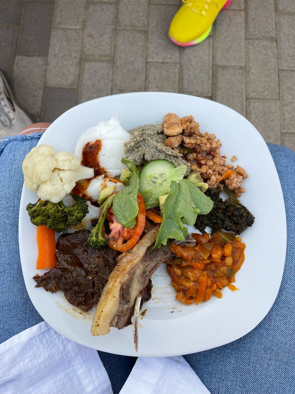 A full plate of traditional food.