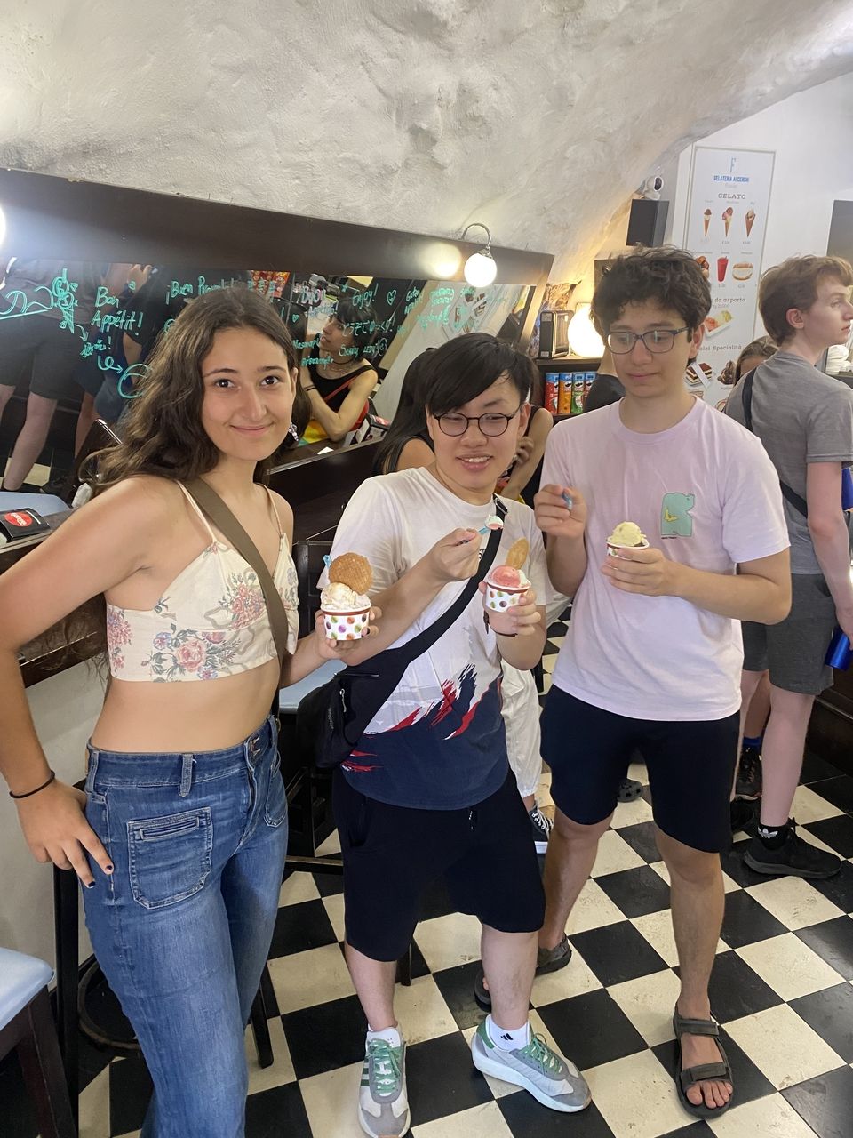 Sophia, Justin, and Ivan with Gelato