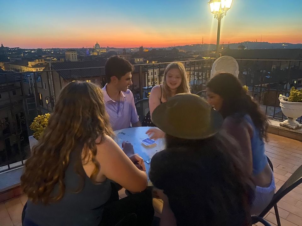 Sitting on the Rooftop Terrace in Rome