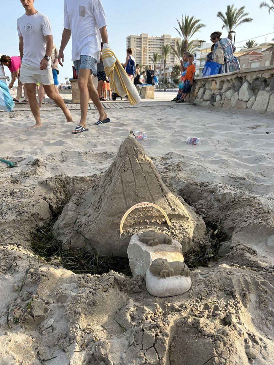 A sand pyramid!